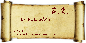 Pritz Katapán névjegykártya
